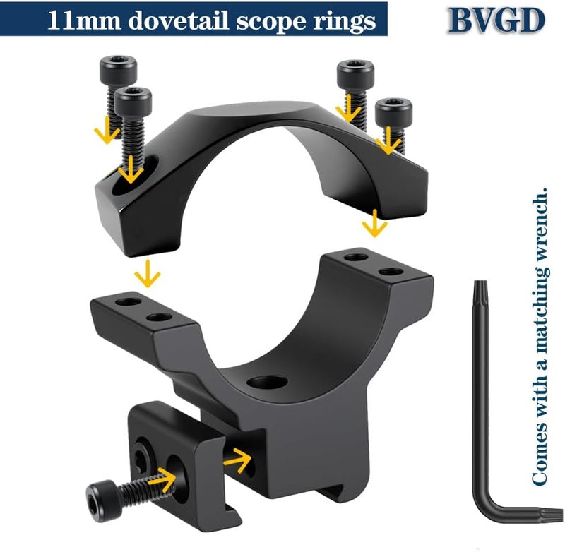 BVGD Store 30mm Dovetail Scope Rings, High Profile, Medium Profile and Low Profile 30mm Scope Mount Rings for 11mm Dovetail Rails - Image 3